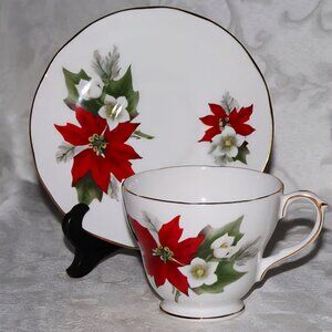 Duchess Poinsettia Teacup Set | Christmas Fine Bone China Tea Cup & Saucer